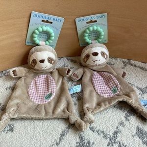 2 sloth loveys machine washable tether nwt